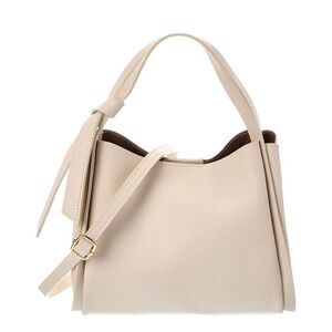 Italian Leather Athena Leather Top Handle Bag, Beige